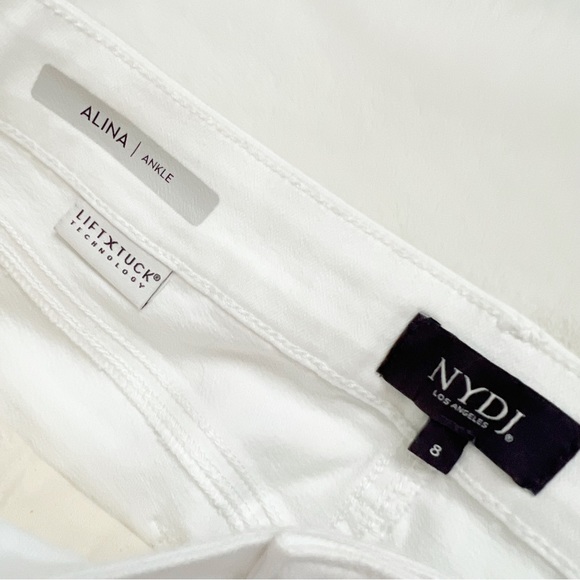 NYDJ Alina Ankle White Crop Floral Lift Tuck Capri Denim Jeans 8 - Picture 6 of 17